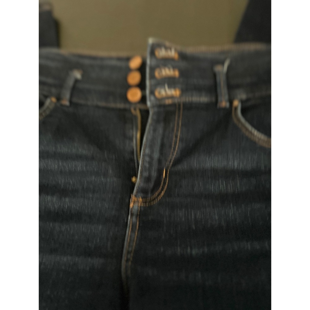 Jeans High Rise Dark Wash Skinny Denim Triple Button Waist Ann Taylor Petite 12P